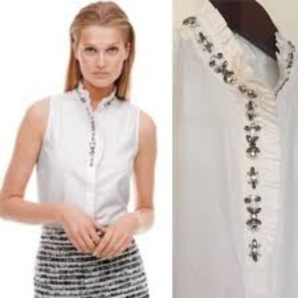 J Crew Rhinestone ruffle sleeveless top, 6